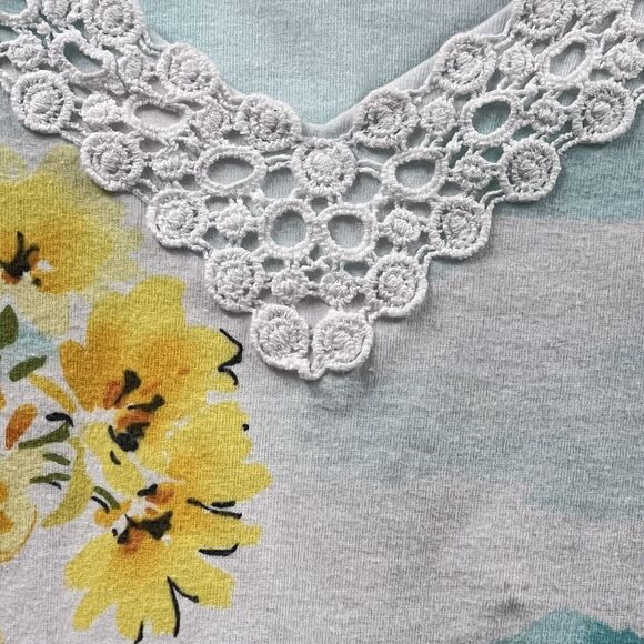 ALFRED DUNNER Shirt Women XL Scenic Lace Knit Top Beach Vacation 3/4 Sleeve READ - Picture 3 of 14